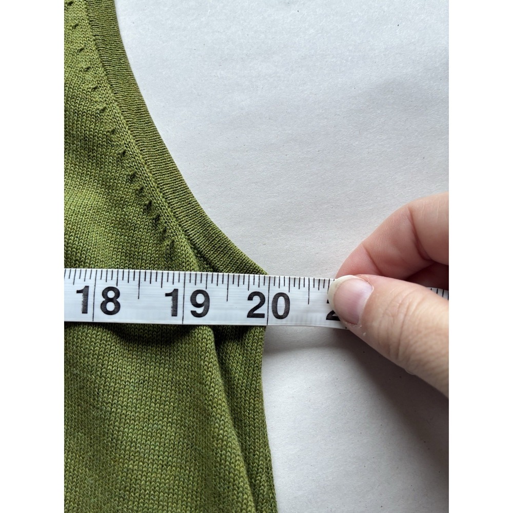 Bryn Walker Tinic Tank Top Sz Large Green 100% Cotton Cinched Front - Picture 7 of 9